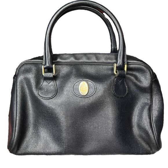 Vintage Mark Cross Navy Blue/Black Satchel - Picture 1 of 8